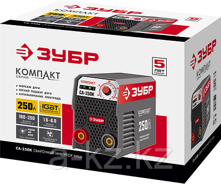 ЗУБР ММА, 250 А, КОМПАКТ, сварочный аппарат инверторный, макс. электрод Ø 6.0 мм (СА-250К), фото 1