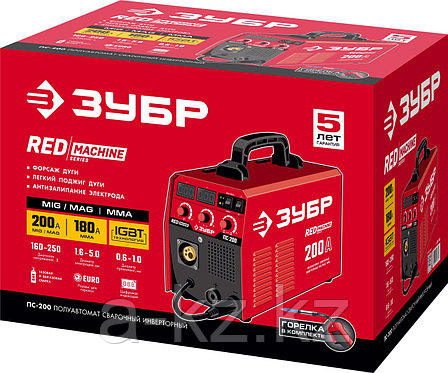 ЗУБР MIG-MAG / ММА, 200 А, RED MACHINE, сварочный полуавтомат инверторный (ПС-200), фото 1