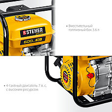 STEHER 600 л/мин, мотопомпа бензиновая (WPC-600), фото 3