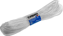 СИБИН 4 мм, 20 м, вязаный, с сердечником, белый, полипропиленовый шнур (50254)