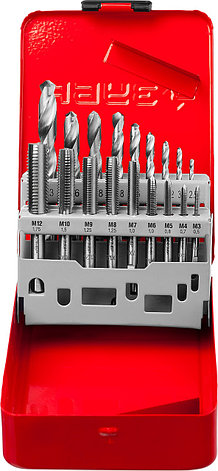 ЗУБР 18 предм., метчики 9ХС, сверла Р6М5, набор резьбонарезной, (28115-H18), фото 1