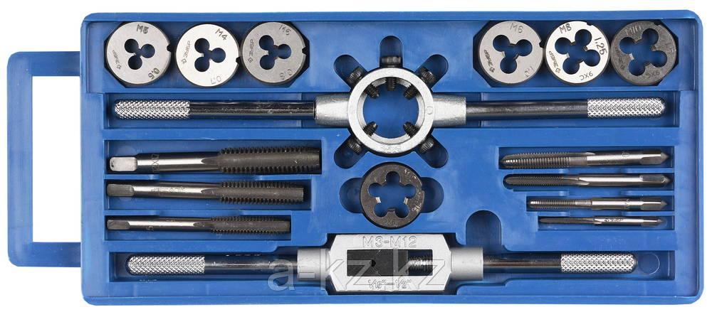ЗУБР 16 предм., сталь 9ХС, набор метчиков и плашек в пластиковом боксе (28122-H16)