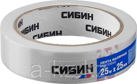 СИБИН 25 мм х 25 м, креповый, малярный скотч (12111-25), фото 3