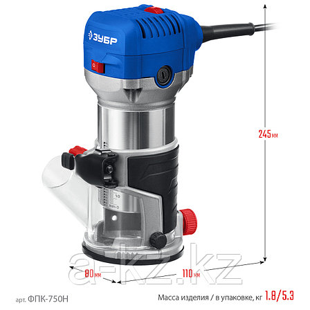 ЗУБР 750 Вт, кромочный фрезер, сумка, 3 основания, Профессионал (ФПК-750Н), фото 1