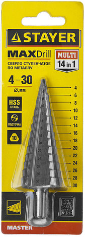 STAYER 4-30 мм, 14 ступеней, сталь HSS, ступенчатое сверло (29660-4-30-14), фото 2