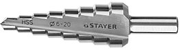 STAYER 6-20 мм, 8 ступеней, сталь HSS, ступенчатое сверло (29660-6-20-8)