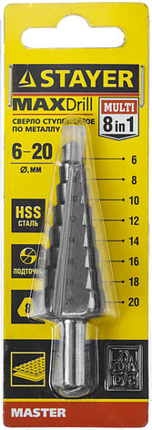 STAYER 6-20 мм, 8 ступеней, сталь HSS, ступенчатое сверло (29660-6-20-8), фото 2