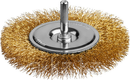 MIRAX 100 мм, витая стальная латунированная проволока 0.3 мм, щетка дисковая для дрели (35145-100), фото 1