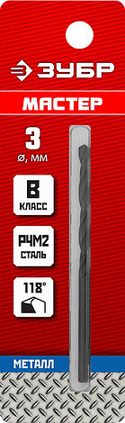 ЗУБР 3.5 х 70 мм, сталь Р4М2, класс В, сверло по металлу (29605-3.5), фото 2