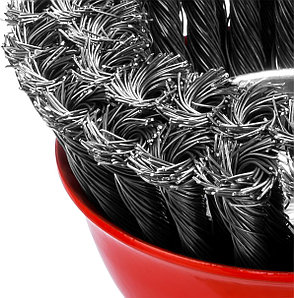 MIRAX 120 мм, жгутированная стальная проволока 0.5 мм, чашечная щетка-крацовка для УШМ (35104-120-2), фото 3