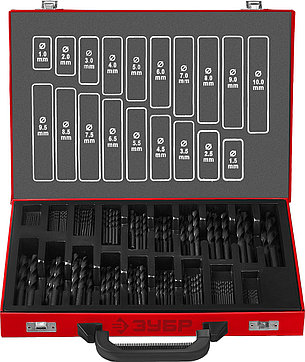 ЗУБР 170 шт, (1-10 мм), сталь Р4М2, класс В, мет.бокс, по металлу (29605-H170), фото 1