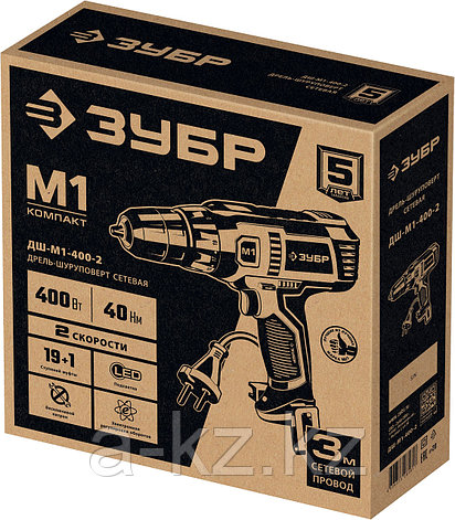 ЗУБР 400 Вт, 40 Н·м, сетевая дрель-шуруповерт (ДШ-М1-400-2), фото 1