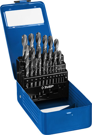 ЗУБР ПРОФ-В, 25 шт, (1-13 мм), сталь Р6М5, класс В, мет.бокс, набор сверл по металлу, Профессионал (29621-H25), фото 1