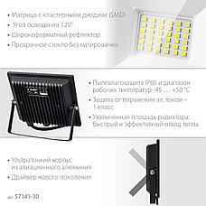 ЗУБР ПСК-30, 30 Вт, 6500 К, IP 65, светодиодный прожектор, Профессионал (57141-30), фото 5