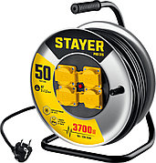 STAYER PRO-315, КГ, 3 x 1.5 мм2, 50 м, 3700 Вт, IP44, силовой удлинитель на стальной катушке (55077-50)