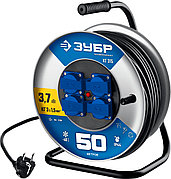 ЗУБР КГ-315, КГ, 3 x 1.5 мм2, 50 м, 3700 Вт, IP44, силовой удлинитель на стальной катушке, Профессионал