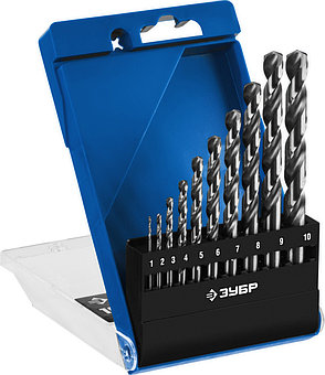 ЗУБР ПРОФ-А, 10 шт, (1-10 мм), сталь Р6М5, класс А, набор сверл по металлу, Профессионал (29625-H10), фото 1