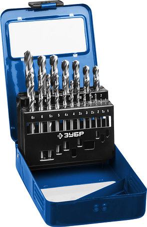 ЗУБР ПРОФ-А, 19 шт, (1-10 мм), сталь Р6М5, класс А, мет.бокс, набор сверл по металлу, Профессионал (29625-H19), фото 1