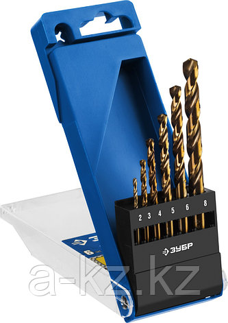 ЗУБР Кобальт, 6 шт, (2-8 мм), сталь Р6М5К5, класс А, набор сверл по металлу, Профессионал (29626-H6), фото 1
