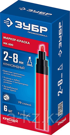 ЗУБР МК-800 красный, 2-8 мм клиновидный маркер-краска (06327-3), фото 1