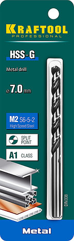 KRAFTOOL HSS-G, 7.0 х 109 мм, сталь P6M5, сверло по металлу (29651-7), фото 2