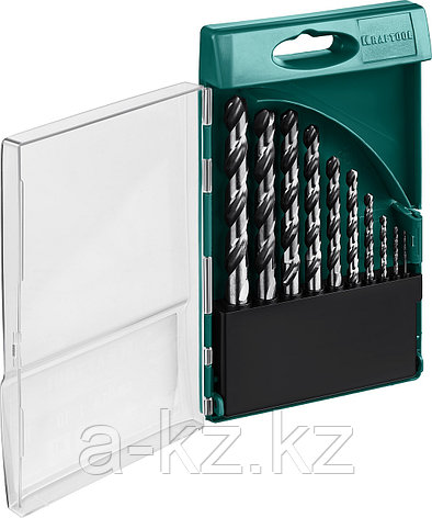 KRAFTOOL HSS-G, 10 шт, (1-10 мм), сталь P6M5, набор сверл по металлу (29651-H10), фото 1