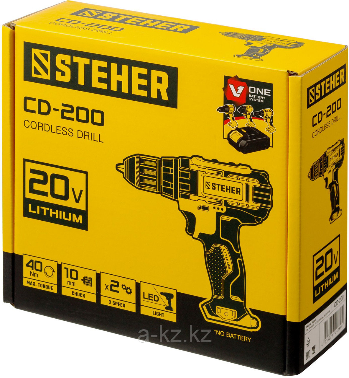 STEHER V1, 20 В, 40 Н·м, без АКБ, дрель-шуруповерт (CD-200) - фото 1 - id-p124172907
