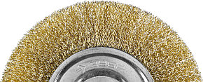 ЗУБР 150 мм, витая латунированная, стальная проволока 0.3. щетка дисковая для УШМ, Профессионал (35187-150), фото 3