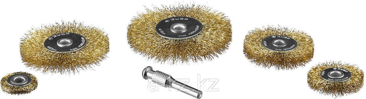 ЗУБР 5 шт, 25/40/55/63/78 мм, витая латунированная, стальная проволока, набор дисковых щеток-крацовок для