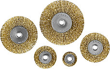 ЗУБР 5 шт, 25/40/55/63/78 мм, витая латунированная, стальная проволока, набор дисковых щеток-крацовок для, фото 5