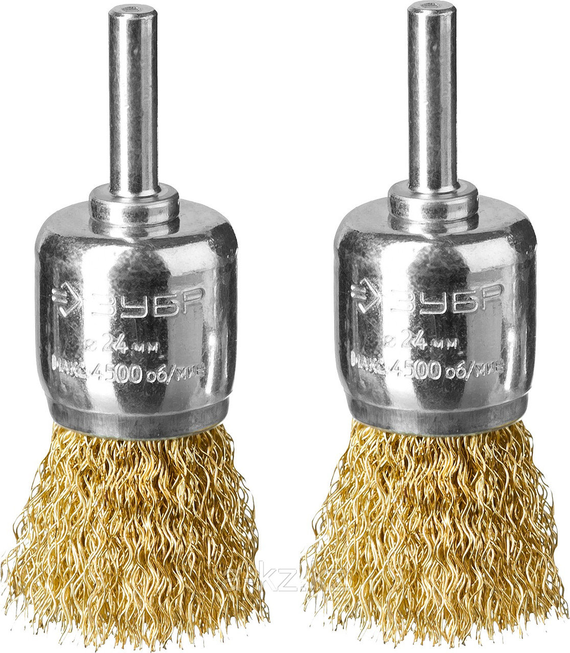 ЗУБР 24 мм, витая стальная латунированная проволока 0.3 мм, набор кистевых щеток для дрели, Профессионал