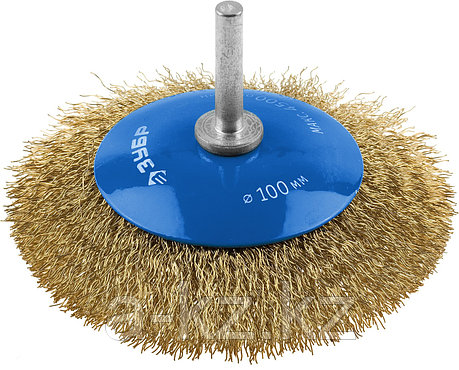 ЗУБР 100 мм, витая латунированная, стальная 0.3 мм, коническая щетка для дрели, Профессионал (35233-100), фото 1
