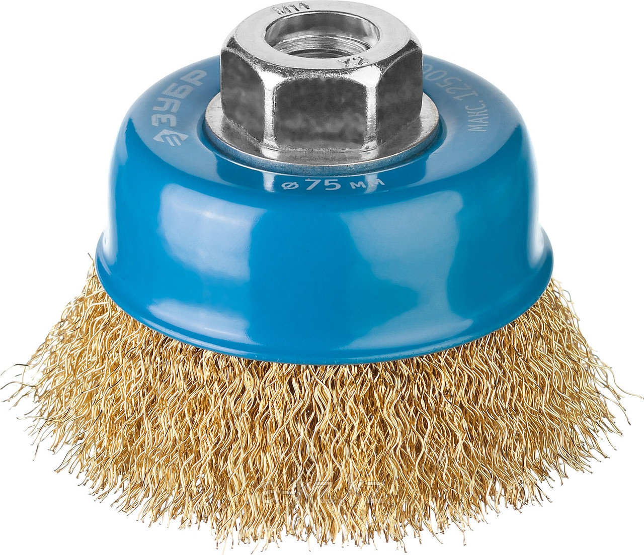 ЗУБР 75 мм, витая стальная латунированная проволока 0.3 мм, чашечная щетка-крацовка для УШМ, Профессионал