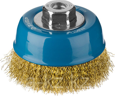 ЗУБР 100 мм, витая стальная латунированная проволока 0.3 мм, чашечная щетка-крацовка для УШМ, Профессионал, фото 2