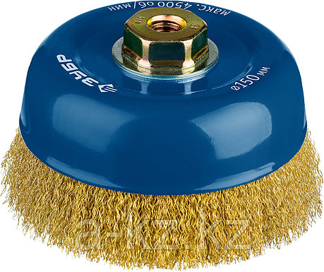 ЗУБР 150 мм, витая латунированная, проволока 0.3 мм, чашечная щетка-крацовка для УШМ, Профессионал (3526-150), фото 1