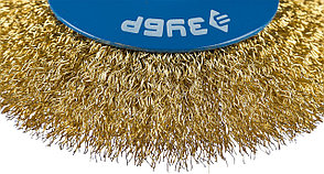 ЗУБР 125 мм, витая стальная латунированная проволока 0.3 мм, коническая щетка-крацовка для УШМ, Профессионал, фото 4