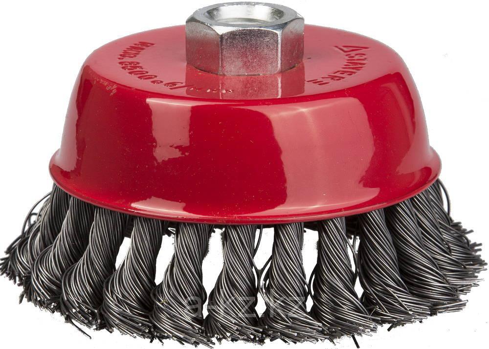 STAYER 100 мм, жгутированная стальная проволока 0.5 мм, чашечная щетка-крацовка для УШМ, Professional
