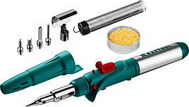 KRAFTOOL SolderGas, 120 K, 30 - 120 Вт, 1300°С, горелка, фен, пьезоподжиг, набор 10 в 1, газовый паяльник