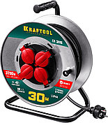 KRAFTOOL K-315, КГ, 3 x 1.5 мм2, 30 м, 3700 Вт, IP44, силовой удлинитель на стальной катушке (55085-30)
