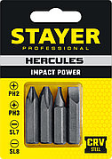 STAYER Hercules, 36 мм, 4 шт, биты для ударной отвертки, Professional (25667-S4)