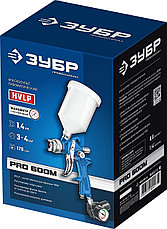 ЗУБР PRO 600M, HVLP, 1.4 мм, пневматический краскопульт с верхним бачком, Профессионал (06453-1.4), фото 2