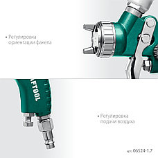 KRAFTOOL AirFlat, LVLP, 1.7 мм, пневматический краскопульт с верхним бачком (06524-1.7), фото 4