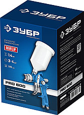 ЗУБР PRO 600, HVLP, 1.4 мм, пневматический краскопульт с верхним бачком (06563-1.4), фото 2