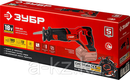 ЗУБР С1-18, 18 В, 180 мм, без АКБ, сабельная пила (СПЛ-185), фото 1