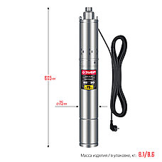 ЗУБР 550 Вт, 90 м напор, скважинный насос винтовой, корпус из нержавеющей стали (НСВ-75-90), фото 2