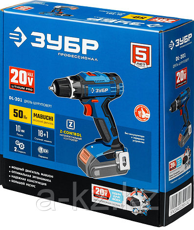 ЗУБР Т7, 20 В, 50 Н·м, без АКБ, дрель-шуруповерт, Профессионал (DL-201), фото 1
