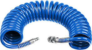 ЗУБР 10 м, 8 х 12 мм, 15 бар, воздушный спиральный шланг с фитингами рапид, Профессионал (6472-10), фото 4