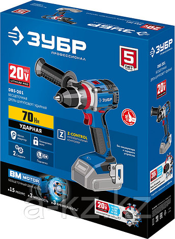 ЗУБР Т7, 20 В, 70 Н·м, без АКБ, бесщеточная ударная дрель-шуруповерт, Профессионал (DBS-201), фото 1