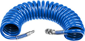 ЗУБР 5 м, 8 х 12 мм, 15 бар, воздушный спиральный шланг с фитингами рапид, Профессионал (6472-05), фото 4