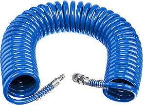 ЗУБР 15 м, 6 х 8 мм, 15 бар, воздушный спиральный шланг с фитингами рапид, Профессионал (6473-15), фото 4
